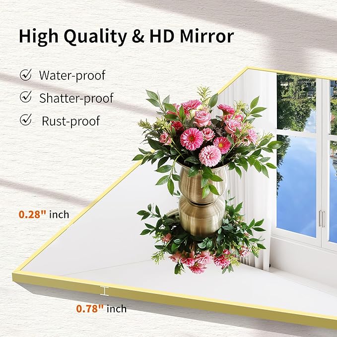 Gold Bathroom Mirror for Wall, 18x24 Inch Rectangle Mirror - Image 6