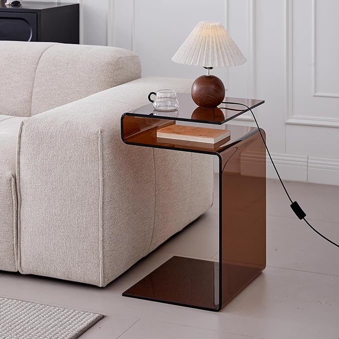 Glass Nightstand, Side Table, S-Shaped End Table - Image 2