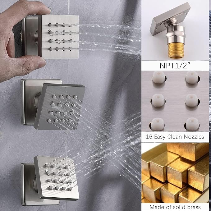 KATAIS Tempreature Display Shower System Brushed Nickel Shower Faucet Set - Image 5