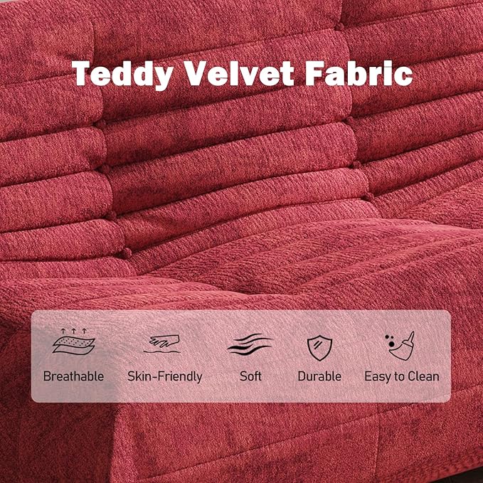 Bean Bag Chair Loveseat, 2 Seater, Teddy Fabric, Adults & Teens, Living Room & - Image 6