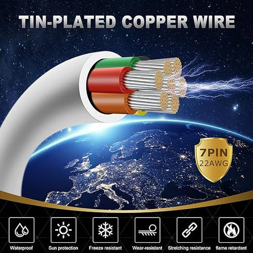 16 Gauge 7 Conductor Electrical Wire, 32.8FT White Stranded Low Voltage 16/7 - Image 2