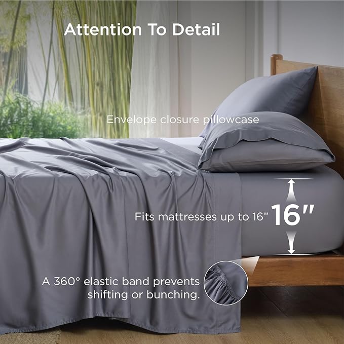 Bedsure California King Sheet Sets, Cooling Sheets, Rayon Derived from Bamboo - Image 7