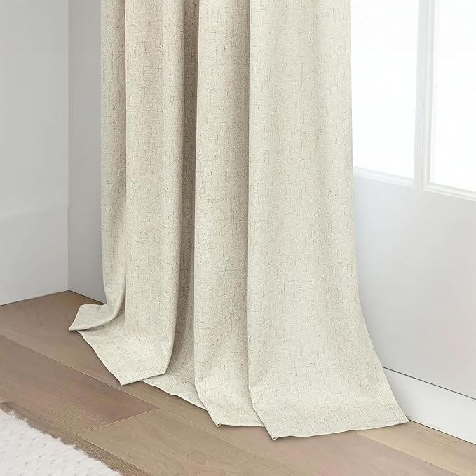 Pitalk 80 Inch Curtains 2 Panel Set Linen Blackout Curtains - Image 8