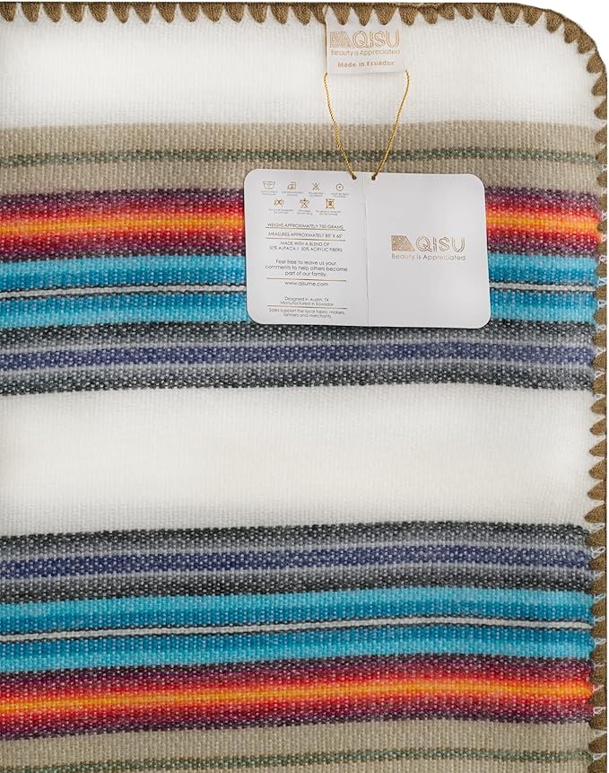 QISU Alpaca Wool Blanket Throw | Large, Variegated | 85 x 65 inches | Ultra-Soft - Image 5