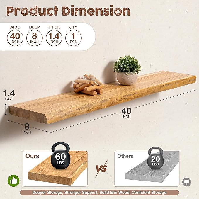 fuqing Live Edge Floating Shelves - Image 3