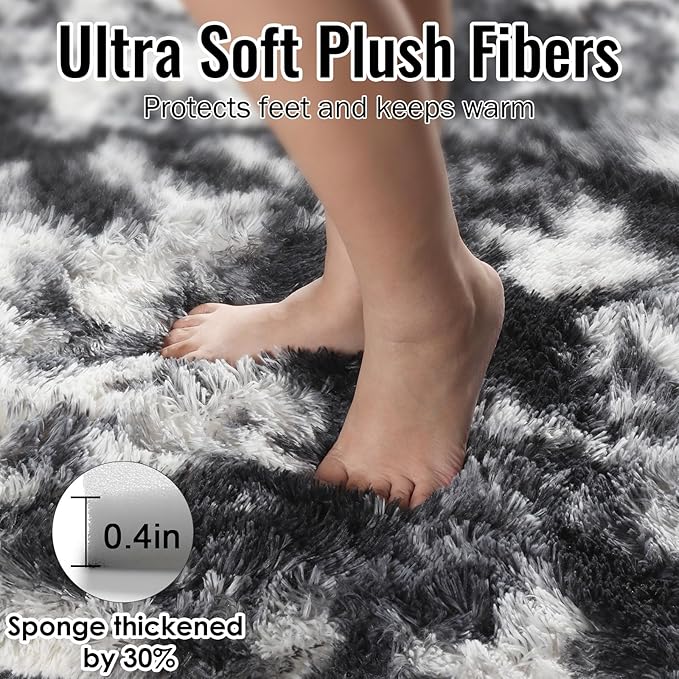 PAGISOFE Black White Grey Bedroom Rugs 4x6 Ft, Soft Fluffy Fuzzy Plush Indoor - Image 7