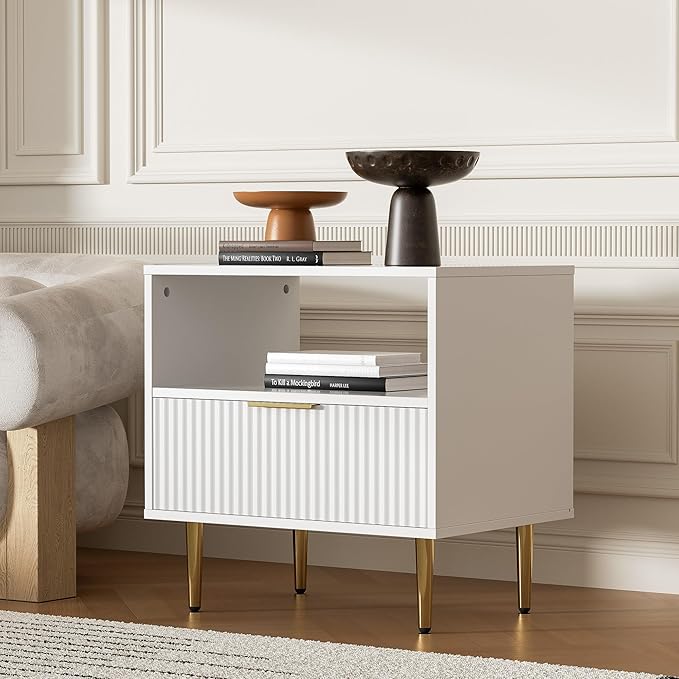 White Nightstand Set of 2, Modern Nightstand - Image 6
