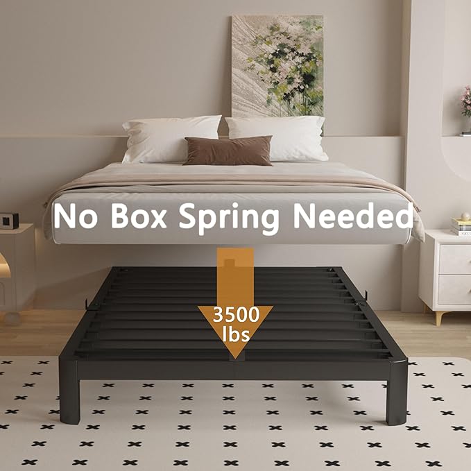 4 Inch Twin Bed Frames with Metal Baffles, Rounded Corner Legs, Heavy Duty - Image 4