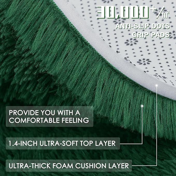 OLANLY Dark Green Round Rugs for Bedroom - Image 6