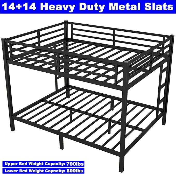 Upgraded Version Thicken Metal Heavy Duty Queen Over Queen Bunk Bed, Best - Image 7
