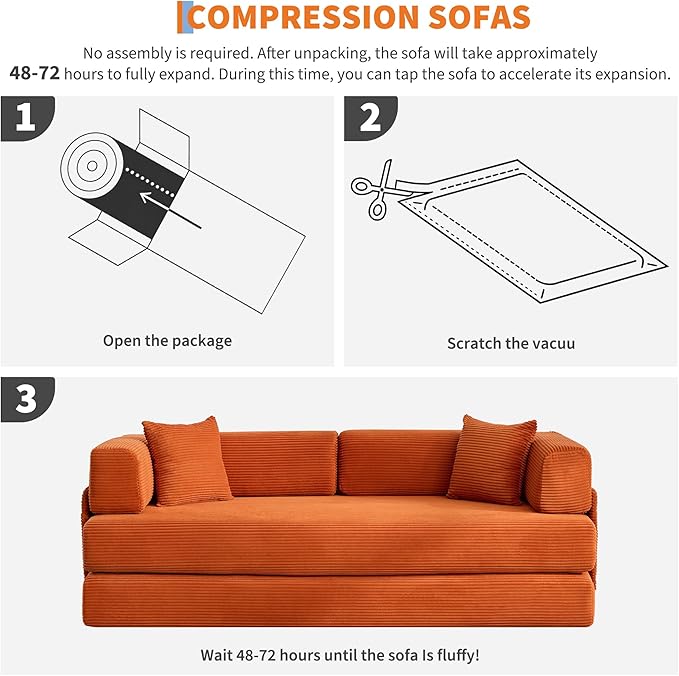 Garvee 5-in-1 Convertible Sofa Bed, 78.8" Modular Corduroy Sleeper - Image 4