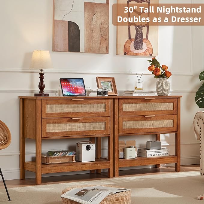 LEYAOYAO 31.5" Wide Rattan Night Stand - Image 7