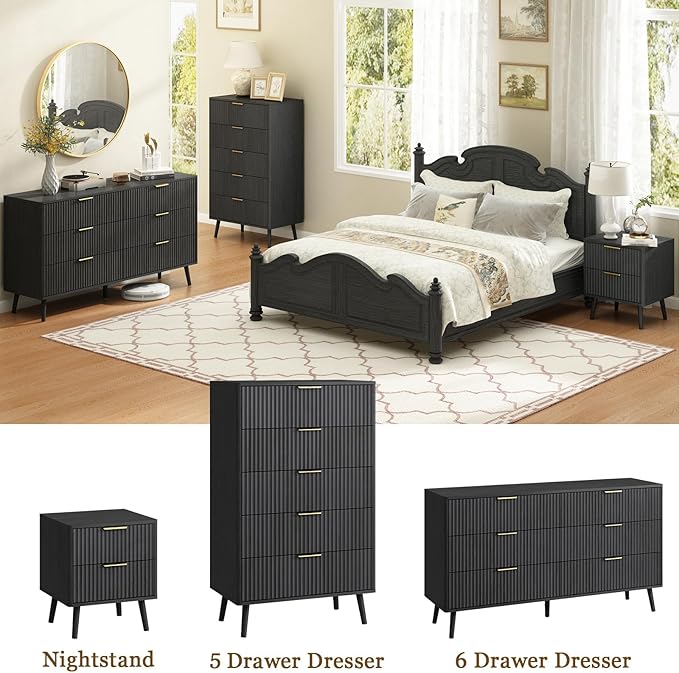 CARPETNAL Fluted 6 Drawer Dresser - Image 3