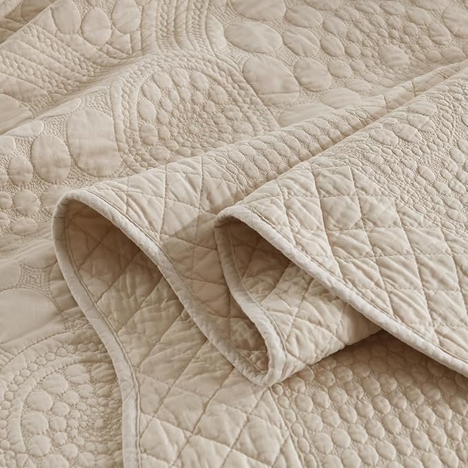 MarCielo 3-Piece 100% Cotton Oversized Bedspread Lightweight Quilt Coverlet - Image 7