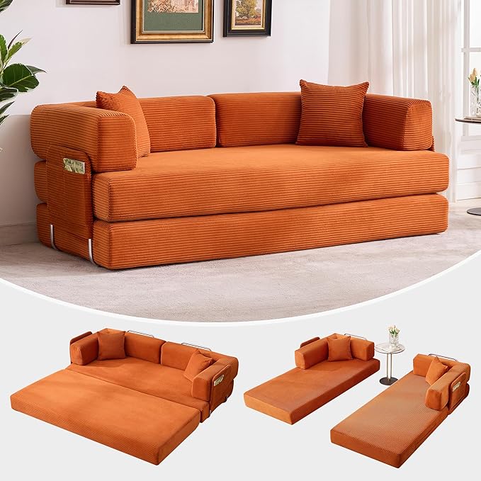 Garvee 5-in-1 Convertible Sofa Bed, 78.8" Modular Corduroy Sleeper - Image 5