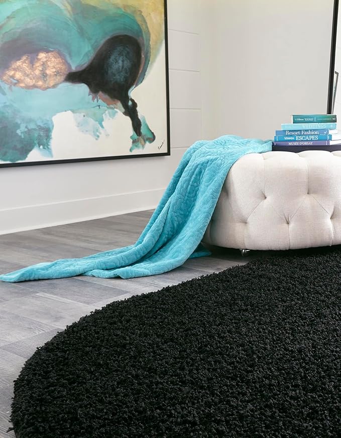 Unique Loom Solid Shag Collection Area Rug - Image 2