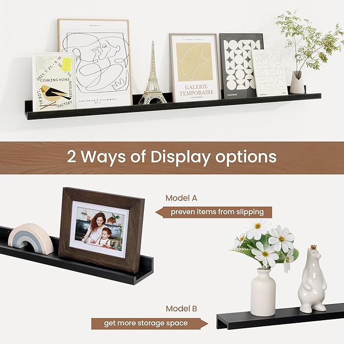 Picture Ledge Shelf, Floating Shelves Set of 2, 40 Inches Solid Wood Nursery - Image 6