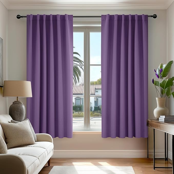 Deconovo Blackout Curtains, Thermal Insulated, W52 x L45 2 Panels, Back Tab by Deconovo