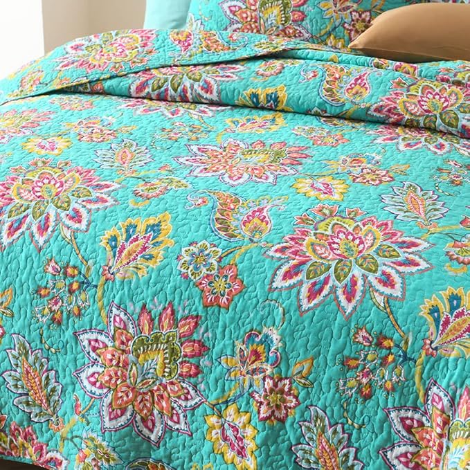 Cotton Bedspread Quilt Sets Reversible Bedding Coverlet Sets Comforter Paisley - Image 4