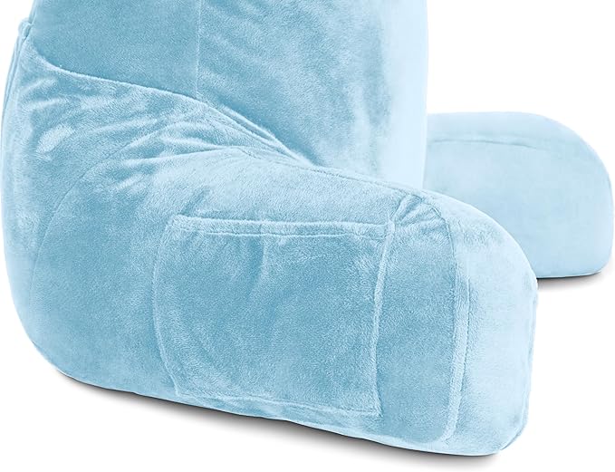 Husband Pillow Sky Blue, Original Reading Pillow in Bed Rest Chair, Shredded - Image 8