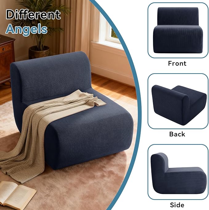 Single Boneless Chairs, Fireside Beanbag Chair Upholstered Cloud Sofa Chair - Image 5