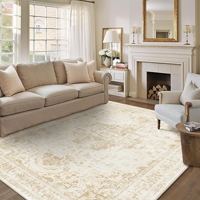6x9 Vintage Washable Area Rugs Boho Medallion Large Distressed Retro Accent - Image 2
