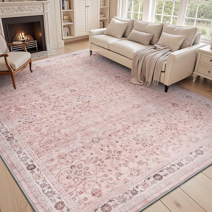 MontVoo-Vintage Area Rug 6X9 Pink Rugs by MontVoo