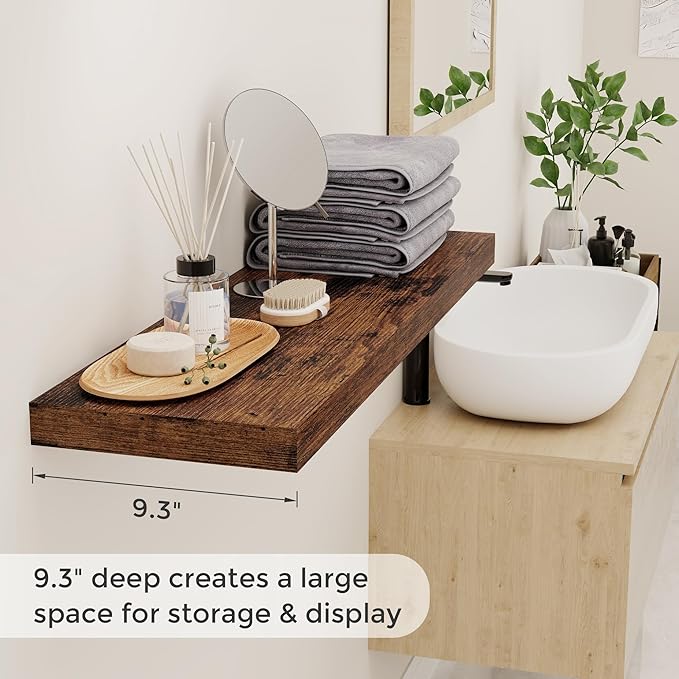 Floating Shelves for Wall, 36 x 9.3 Large Floating Shelf Wall Mounted Set of 2 - Image 4