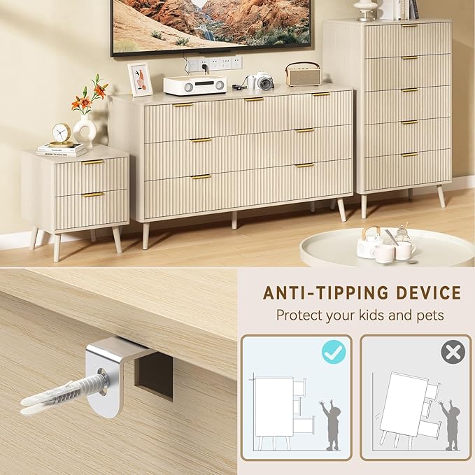 CARPETNAL Fluted 7 Drawer Dresser - Image 4