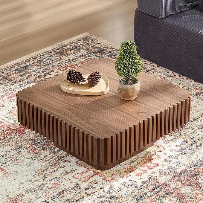 LKTART Square Coffee Table for Living Room, Accent Fluted Coffee Table - Image 7