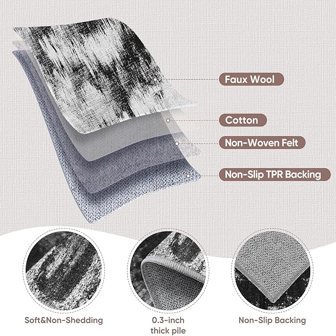 3x12 Long Hallway Runner Rug: Kitchen Rugs Non Slip Washable Low Pile Abstract - Image 5