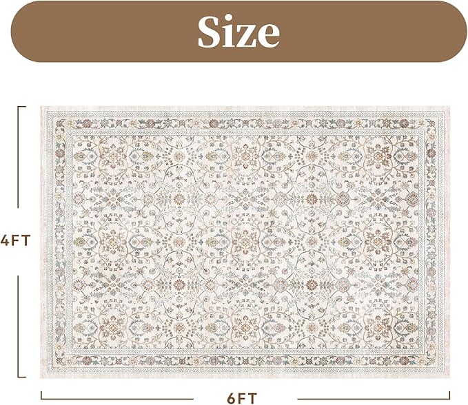MontVoo-Vintage Area Rug 4X6 Beige Rugs - Image 2