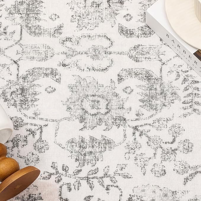 Gray Runner Rug 3x10 Hallway Machine Washable Kitchen Vintage Distressed Non - Image 9
