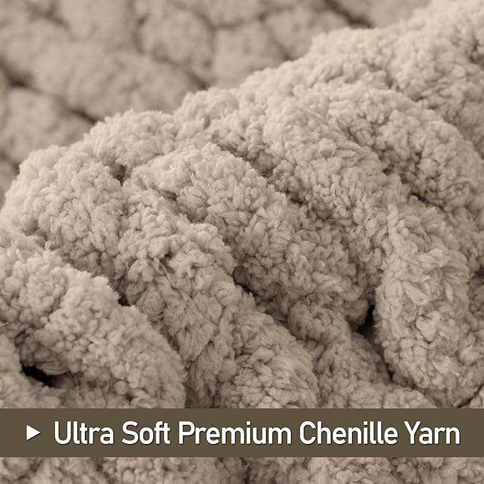 Chunky Knit Throw Blanket 60"X 80", 100% Handmade - Image 7