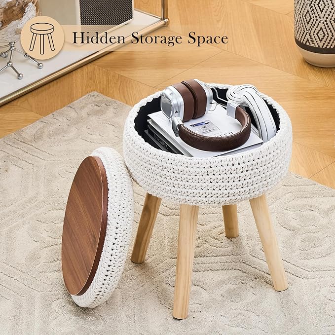 LGENHOOM Round Foot Stool Ottoman - Image 7