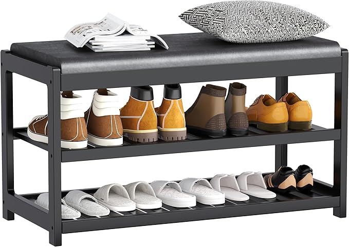 Shoe Bench Entryway, 100% Solid Solid Wood Shoe Rack Bench - Image 9