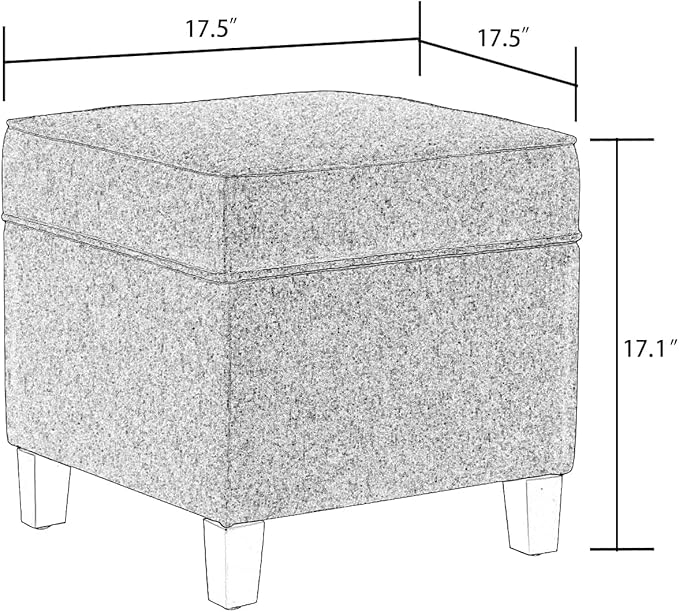 Adeco 17" Square Ottoman with Storage, Small Blue Storage Ottoman Foot Rest - Image 3