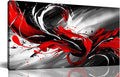 Black White and Red Abstract Print Picture Painting Large Canvas Wall Art by FramedCanvasWallArt