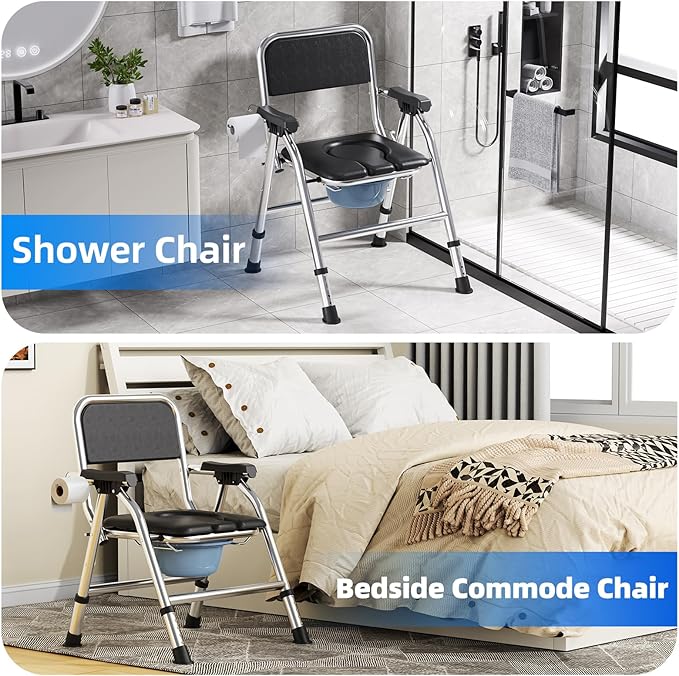 4 in 1 Folding Bedside Commode Chair - Image 7