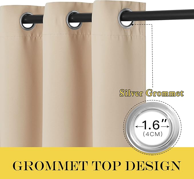 NICETOWN Biscotti Beige Blackout 54 inch Curtain - Image 2