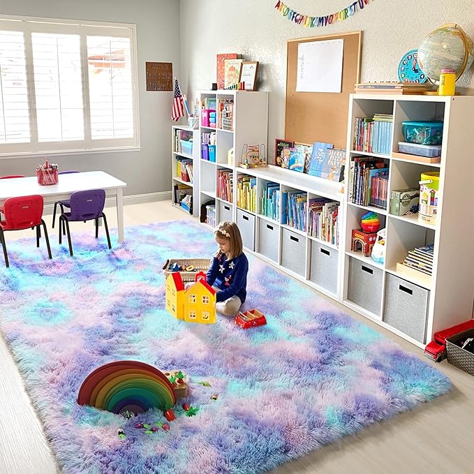 PAGISOFE Cute Kawaii Purple Rainbow Rug - Image 9