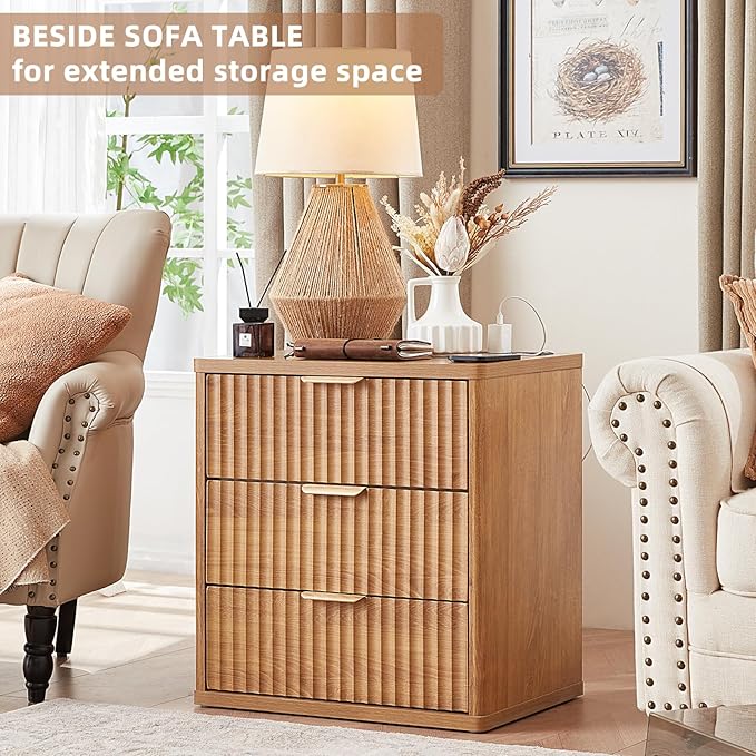LEYAOYAO 23" Wide Fluted Night Stand - Image 3
