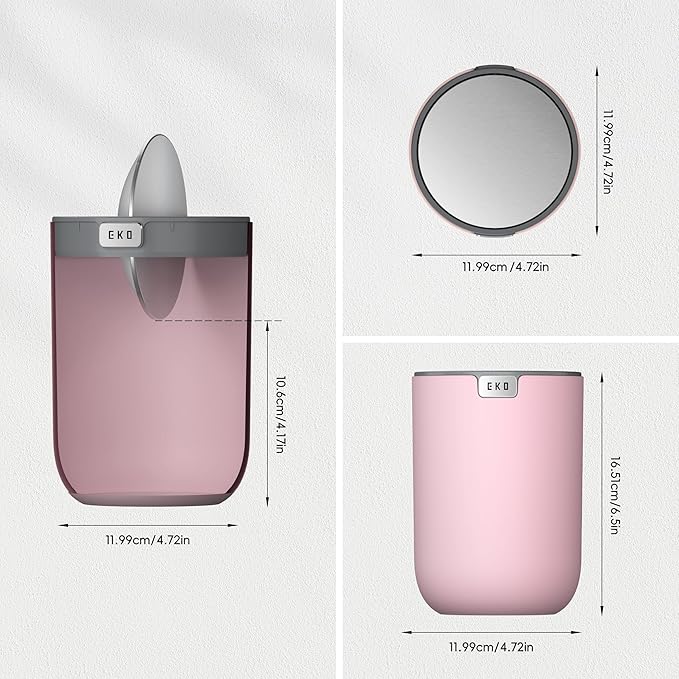 EKO Mini Desk Trash Can with Swing-Top Lid 0.4 Gallon Small Table Round - Image 6