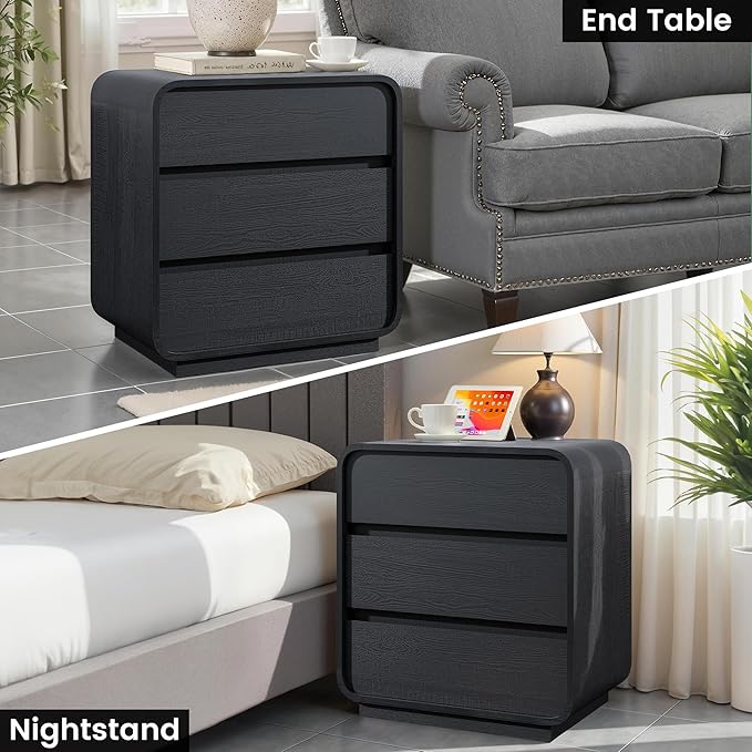 Black Curved Night Stand Set of 2 - Image 5