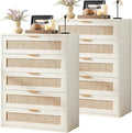 LEYAOYAO Rattan Dresser for Bedroom Set 2, Modern 5 Drawers Boho Dressers by LEYAOYAO-Findtheshiningpointofyourideallife%EF%BC%81