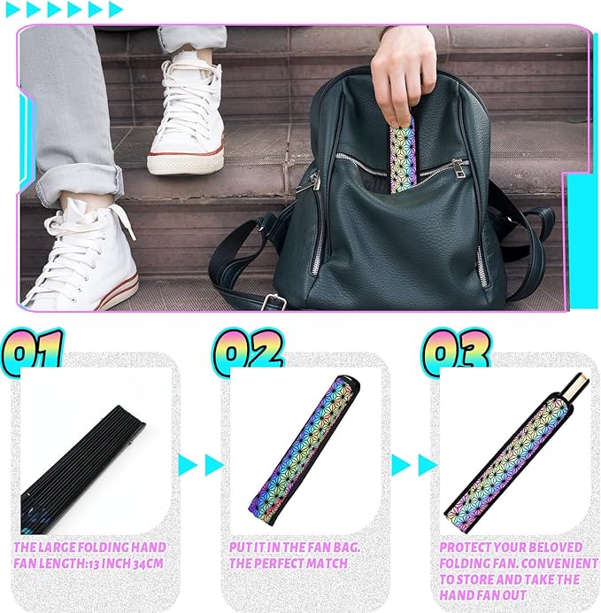 Summer Rave Fan Thigh Holster Rave Fan Holder Folding Hand Pouch Foldable - Image 7