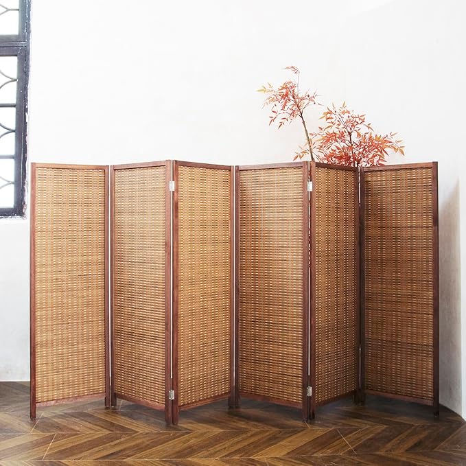 6 Panel Short Room Divider Screen, Small Bamboo Panel Divider - Image 3