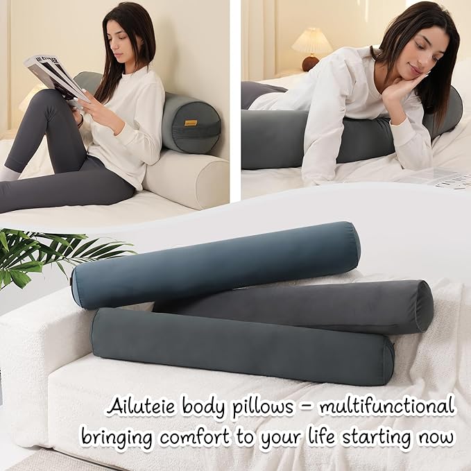 Bolster Pillow for Bed – Long Round Body Pillow for Adults, Cuddle Pillow for - Image 7