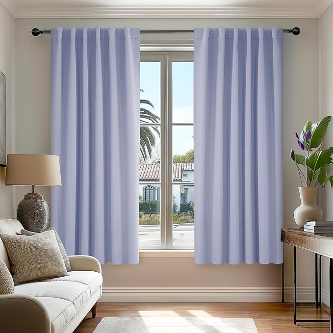 Deconovo Solid Back Tab and Rod Pocket Curtains Thermal Insulated Blackout by Deconovo