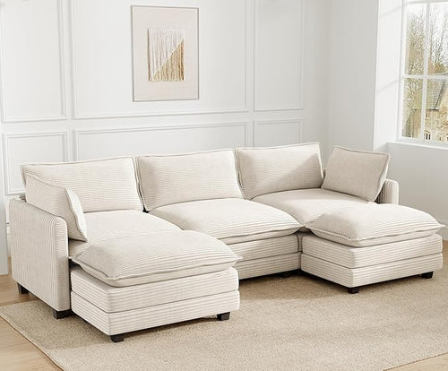 112'' Sectional Modular Cloud Couch, Oversized 5 Seat Couches U Shaped Sofa by ROWHY